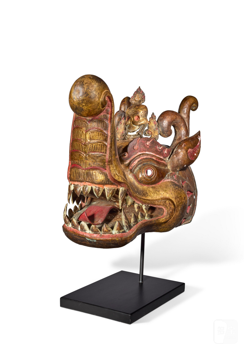 TÊTE DE MAKARA EN BRONZE PARTIELLEMENT DORÉ ET POLYCHROME  TIBET, XIXE SIÈCLE - 图3